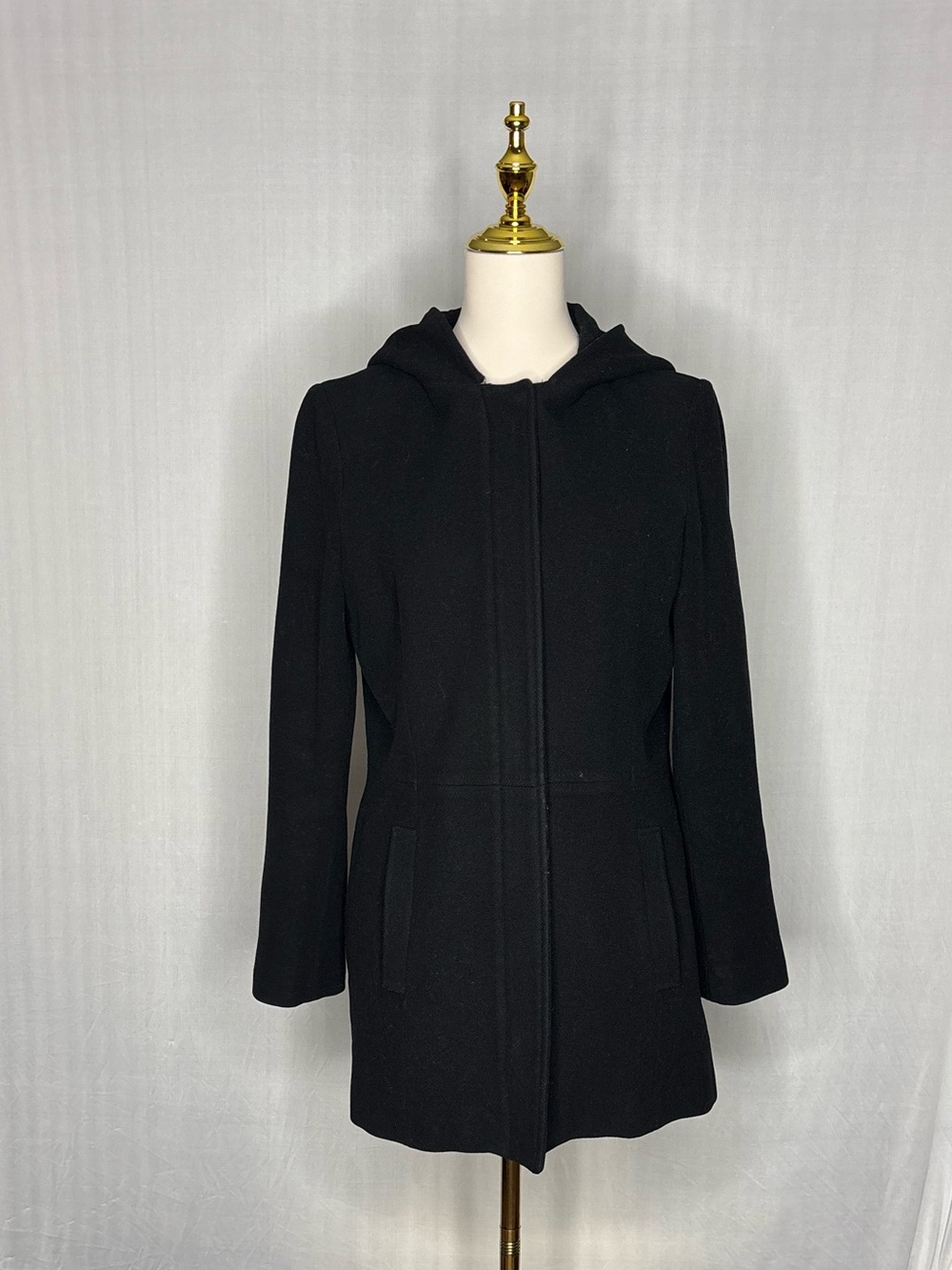 Vintage Anne Klein Black Hooded Trench Coat